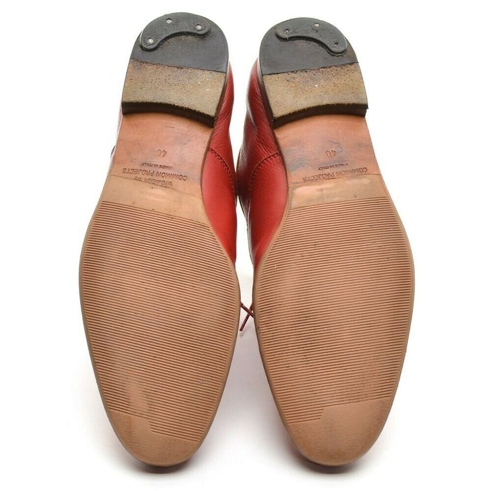 Common Projects Red Leather Plain Toe Oxfords 40 - image 5